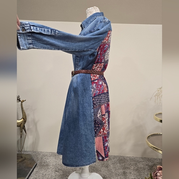 Super Cute Boho Western Denim Shirt dress by Lola P. Sz L - Picture 2 of 13